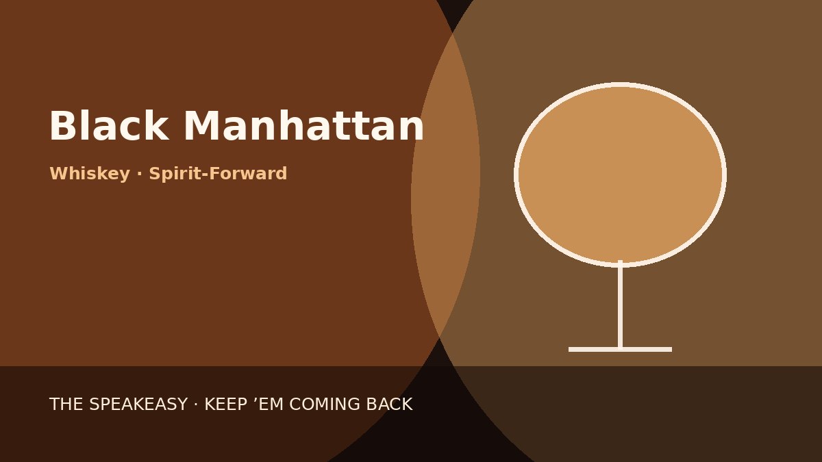 Illustration of Black Manhattan served in coupe