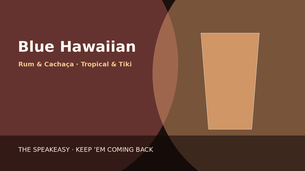 Illustration of Blue Hawaiian served in hurricane glass