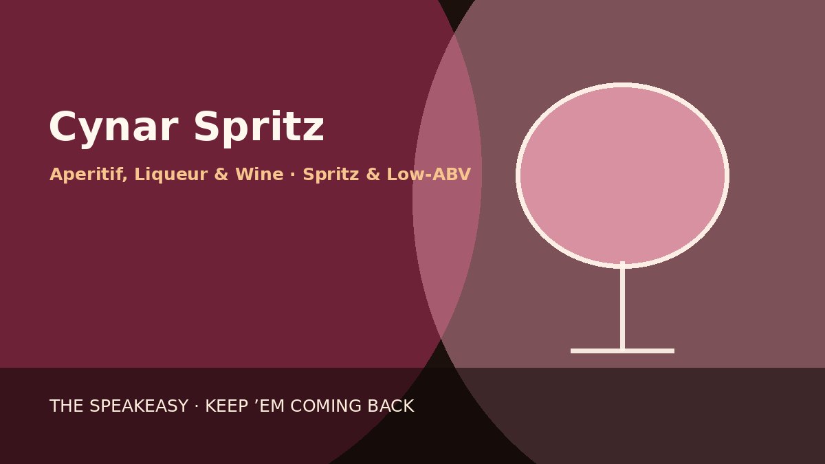 Illustration of Cynar Spritz served in wine glass