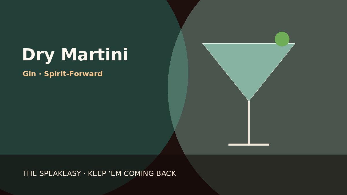 Illustration of Dry Martini served in martini glass