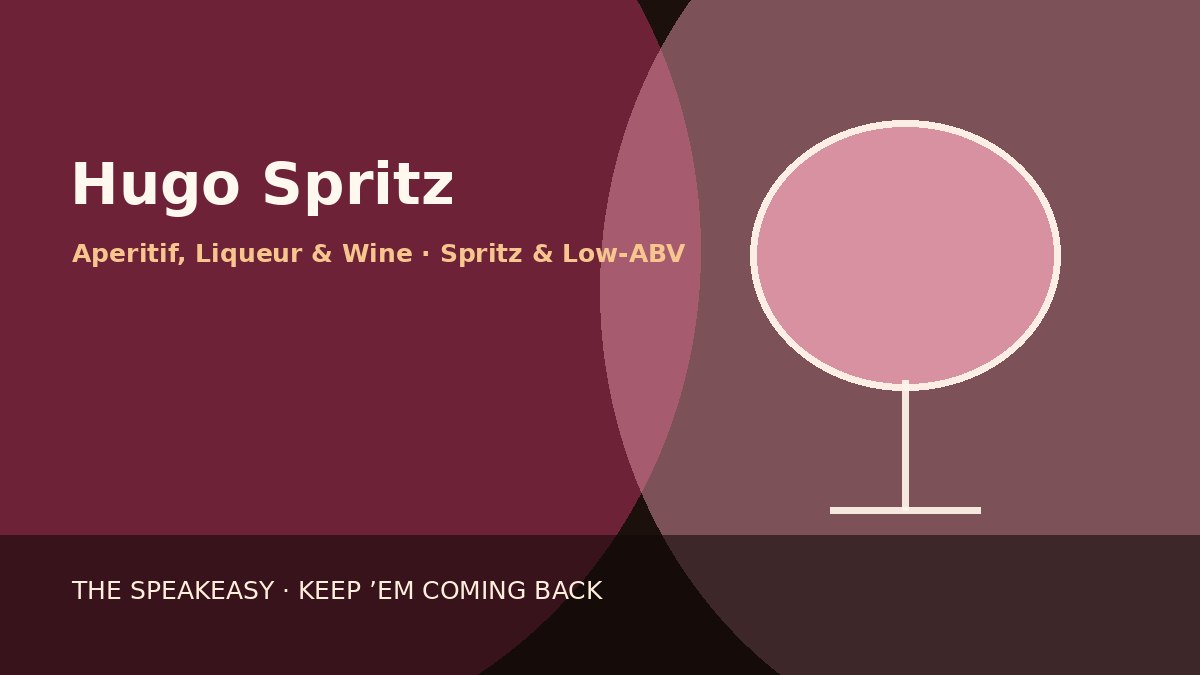 Illustration of Hugo Spritz served in wine glass