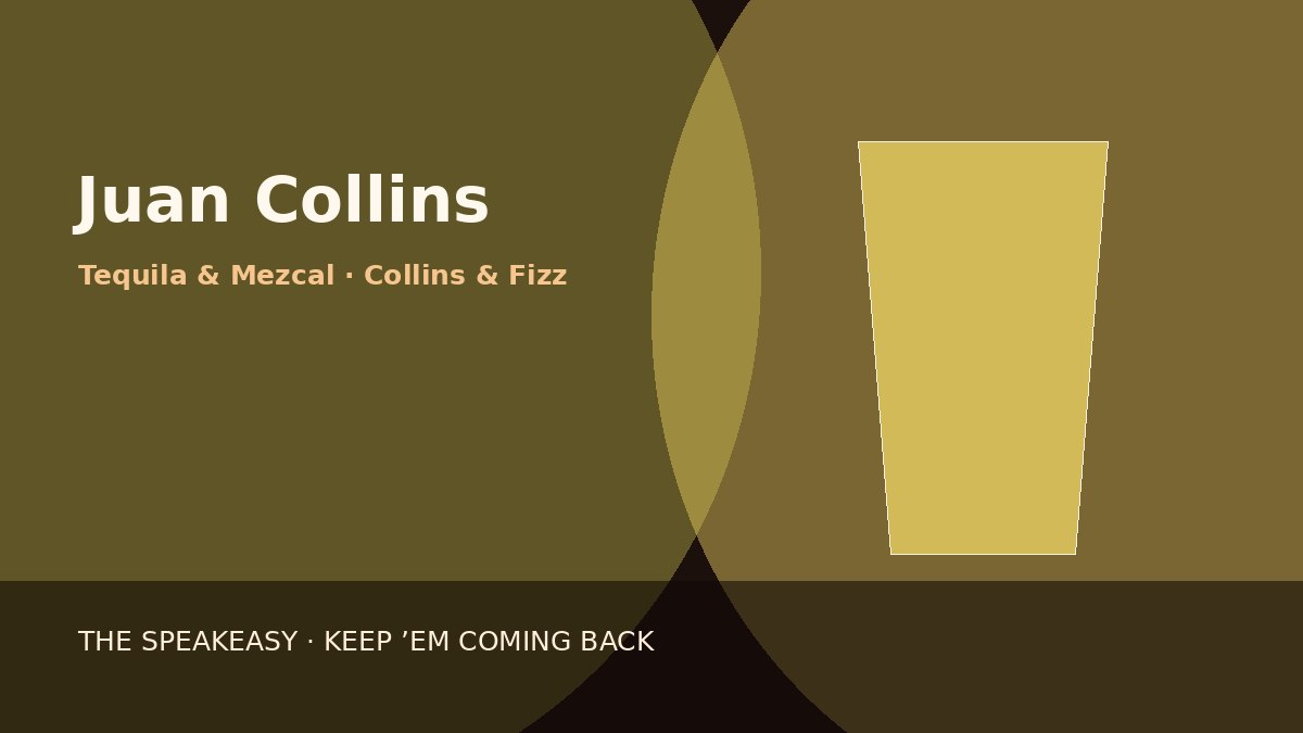 Illustration of Juan Collins served in collins glass