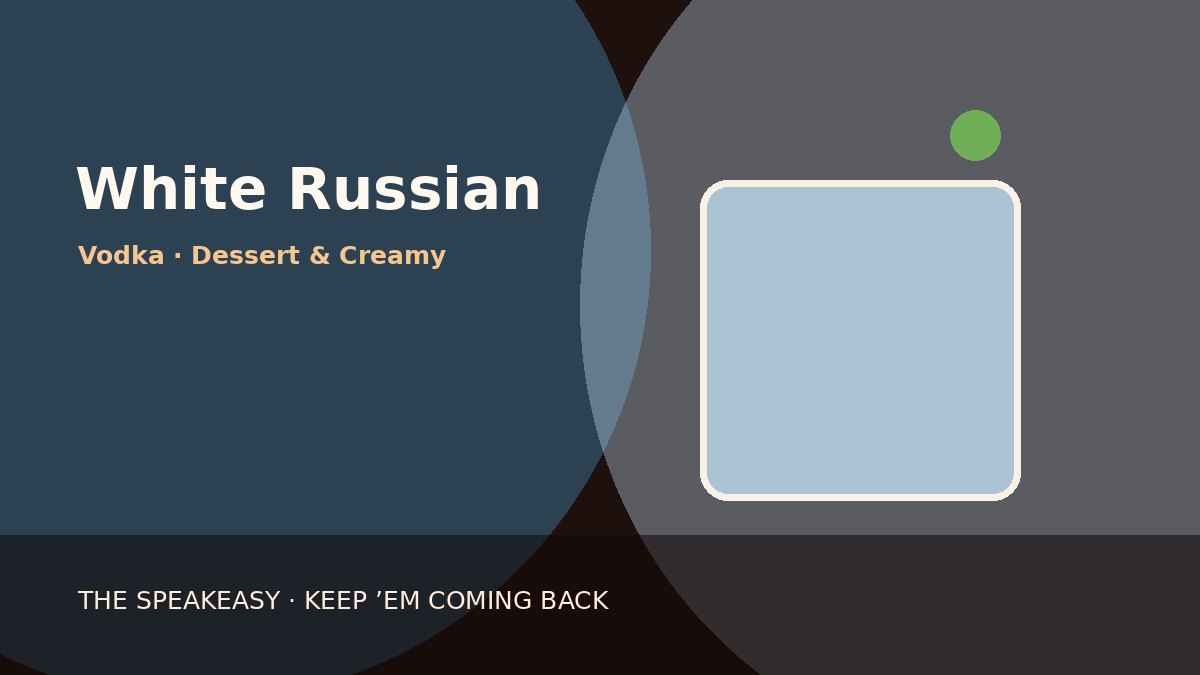 Illustration of White Russian served in rocks glass