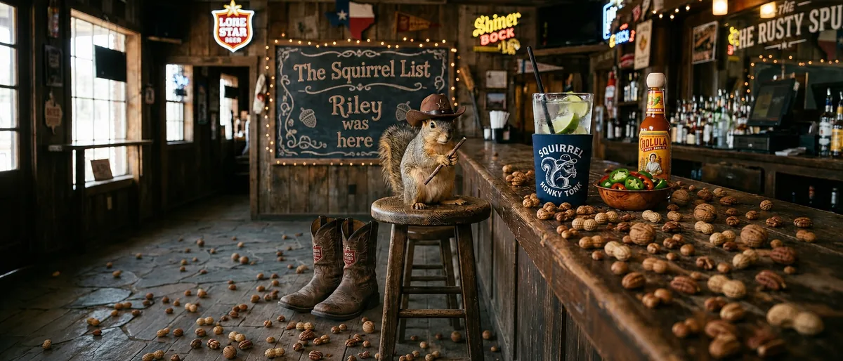 The Squirrel List — a squirrel in a cowboy hat, gathering up every honky-tonk and dancehall show in Texas